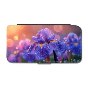 Giftoyo Flower Purple Iris Flip Wallet Case for Samsung Galaxy S20