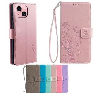 SHAMMA for Galaxy A20S Case Compatible with Samsung Galaxy A20S Phone Case Cover [TPU shell + PU leather][Flower Butterfly] GKH-Rose gold