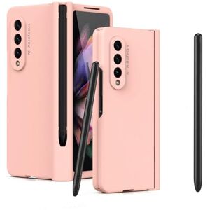 LIFEKA with Touch Pen For Samsung Galaxy Z Fold 5 4 3 2 5G Case Hinge Pen Slot Front Screen Glass Protect For Z Fold 2 3 4 5 Cover,Pink, with Pen,for Galaxy Z Fold 5