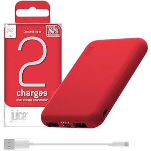 Juice 2 Charges Power Bank Portable Charger for Apple iPhone, Samsung, Huawei, Microsoft, Oppo, Sony - Red