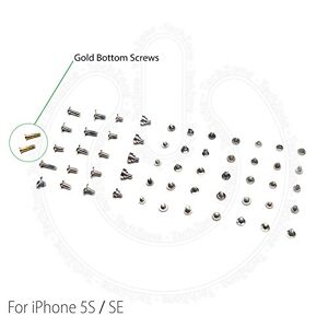 TechZone Complete Screw Set Replacement for iPhone 5S & iPhone SE with 2 Gold Bottom Pentalobe Screws