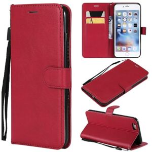 FUCASE Compatible with Apple iPhone 6 Plus (5.5")(2014) / Apple iPhone 6S Plus (5.5")(2014),Solid Color with support card slots flip wallet free hand strap designed Red