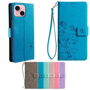 SHAMMA for Galaxy A04 4G Case Compatible with Samsung Galaxy A04 4G Phone Case Cover [TPU shell + PU leather][Flower Butterfly] GKH-blue