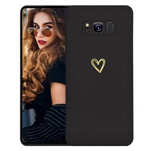Kaywzo Case for Samsung Galaxy S8 Plus,Thin Soft TPU Smooth Silicone Case with Heart Pattern,Minimalist Design Lovely Girl Lady Shockproof Protective Case,Black