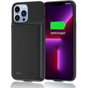 YISHDA Battery Case for iPhone 13 Pro, 7000mah Protective Rechargeable Battery Charger Case, Portable Charging Case for iPhone 13 Pro Extended Battery Charger Case,(6.1 inch,Black)