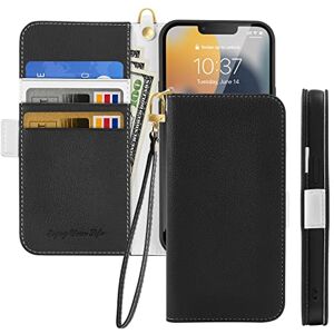 Nokverzy Wallet Phone Case for Samsung S21 FE 5G Cover,Lychee Pattern,Magnetic Closure Flap Pocket Wallet,Stand Function Case for Samsung Galaxy S21 FE 5G Mobile Soft Shockproof Case -Black