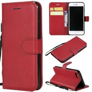 FUCASE Compatible with Apple iPhone 7 (4.7")(2016) / Apple iPhone 8 (4.7")(2016),Solid Color with support card slots flip wallet free hand strap designed Red