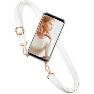 ONEFLOW Mobile Phone Chain 'Twist Strap' Compatible with Xiaomi Redmi Note 13 Pro 5G, Transparent Crossbody Case, Vegan Leather Strap, Removable Silicone Protective Chain, White