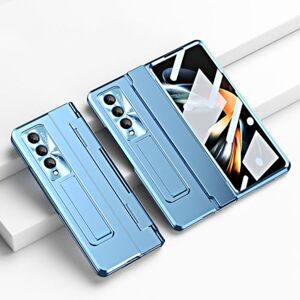 LXYUTY for Samsung Galaxy Z Fold 3/4/5G Case,Plating PC Bearing Hinge 360° Full Package Shockproof Phone Cover,Blue,for Galaxy Z Fold 5