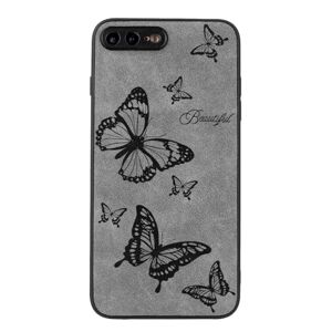 Yiscase TPU Case Compatible for iPhone 7 Plus/8 Plus, Butterfly Pattern Women Girls Protective Phone Case Hard PC Back with Silicone Bumper Shockproof Cover, Roses Gray