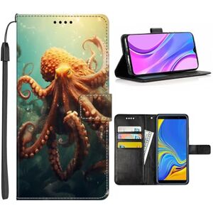 Elgzigok Wallet Phone Case for Samsung Galaxy S24 S23 S23+ S22 S22+ S21 S21+ S20 S20+ S10 S10+ S9 S9+ S8 S7 edge S6 Plus Ultra FE S10e 4G/5G with Octopus-BQ234 PU Leather with Card Holder