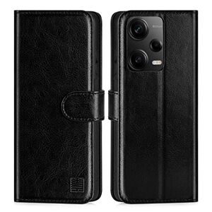 32nd Book Wallet PU Leather Case Cover for Xiaomi Redmi Note 12 Pro, Flip Case With RFID Blocking Card Slots, Magnetic Closure and Built In Stand - Black