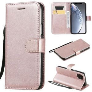 LYZCASE Case for Apple iPhone 11 Pro (5.8")(2019),Two card slots free hand strap flip wallet support with Solid Color design Rose Gold