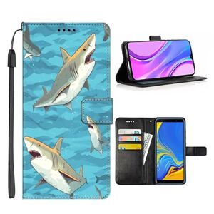 Elgzigok Wallet Phone Case for Samsung Galaxy A3 A30 A30S A31 A32 A33 A34 A40 A42 A43 A44 A5 A50 A51 A52 A53 A54 4G/5G with Shark-AO3 PU Leather with Card Holder