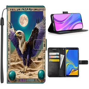 Elgzigok Wallet Phone Case for Samsung Galaxy S24 S23 S23+ S22 S22+ S21 S21+ S20 S20+ S10 S10+ S9 S9+ S8 S7 edge S6 Plus Ultra FE S10e 4G/5G with Eagle-Bk5 PU Leather with Card Holder