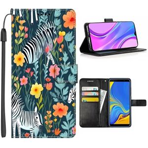 Elgzigok Wallet Phone Case for Samsung Galaxy A6 A60 A7 A70S A71 A72 A73 A8 A8+ A8s A9 A90 A91 4G/5G with Zebra-AO4 PU Leather with Card Holder