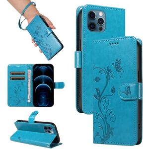 Qiaogle Phone Case for iPhone 7 Plus/8 Plus - [KTA14] Blue Emboss Flower Leather Case Magnetic Design Flip Case Wallet Cover with Holder Stand