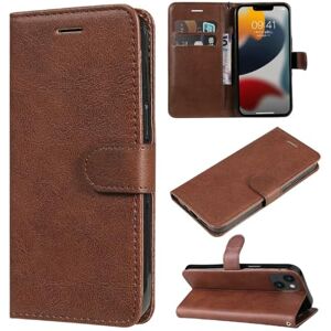 LYZCASE Case for Apple iPhone 14 Max (6.7")(2022) / Apple iPhone 14 Plus (6.7")(2022),Two card slots free hand strap flip wallet support with Solid Color design Brown