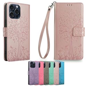 Generic for Galaxy A22 4G Case Compatible with Samsung Galaxy A22 4G Phone Case Cover [TPU shell + PU leather] [Tree of Life for Women] SMSGK2-Rose gold