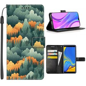 Elgzigok Wallet Phone Case for Samsung Galaxy A6 A60 A7 A70S A71 A72 A73 A8 A8+ A8s A9 A90 A91 4G/5G with Tree-AO6 PU Leather with Card Holder