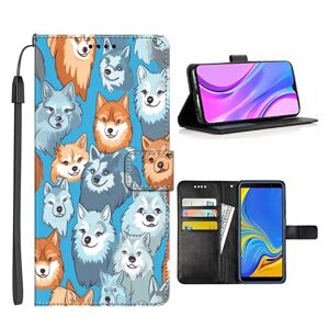 Elgzigok Wallet Phone Case for Samsung Galaxy A3 A30 A30S A31 A32 A33 A34 A40 A42 A43 A44 A5 A50 A51 A52 A53 A54 4G/5G with Wolf-AO19 PU Leather with Card Holder
