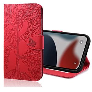 Nokverzy Wallet Case for Samsung Galaxy S20 Ultra 5G Phone Case,Tree of life Texture PU Leather Wallet Magnetic Flip Cover with Card Holder,Phone Case for Samsung Galaxy S20 Ultra 5G Phone Case,Red