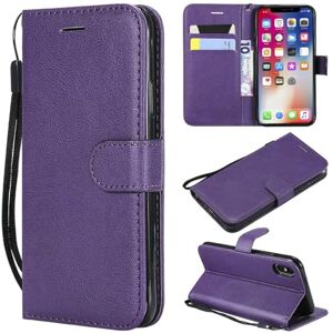 FUCASE Compatible with Apple iPhone X (5.8")(2017) / Apple iPhone XS (5.8")(2017),Solid Color with support card slots flip wallet free hand strap designed Purple