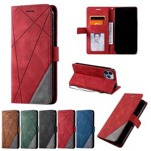 SHAMMA for Samsung Galaxy A24 4G Case Compatible with Galaxy A24 4G Phone Case Cover [Soft TPU shell + PU wear-resistant leather] MS-PJ red