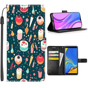 Elgzigok Wallet Phone Case for Samsung Galaxy S24 S23 S23+ S22 S22+ S21 S21+ S20 S20+ S10 S10+ S9 S9+ S8 S7 edge S6 Plus Ultra FE S10e 4G/5G with Birthday Cake-AZ377 PU Leather with Card Holder