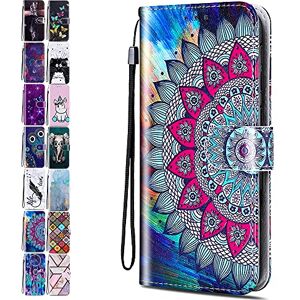 ACOVER Leather Phone Case for iPhone 7 8 SE 2020 6S 6 Pattern Print Design Flip Wallet Cover with Card Slots Holder for Girls Boys - Mandala Flower