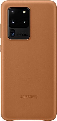 Refurbished: Samsung Galaxy S20 Ultra Leather Cover Case - Brown