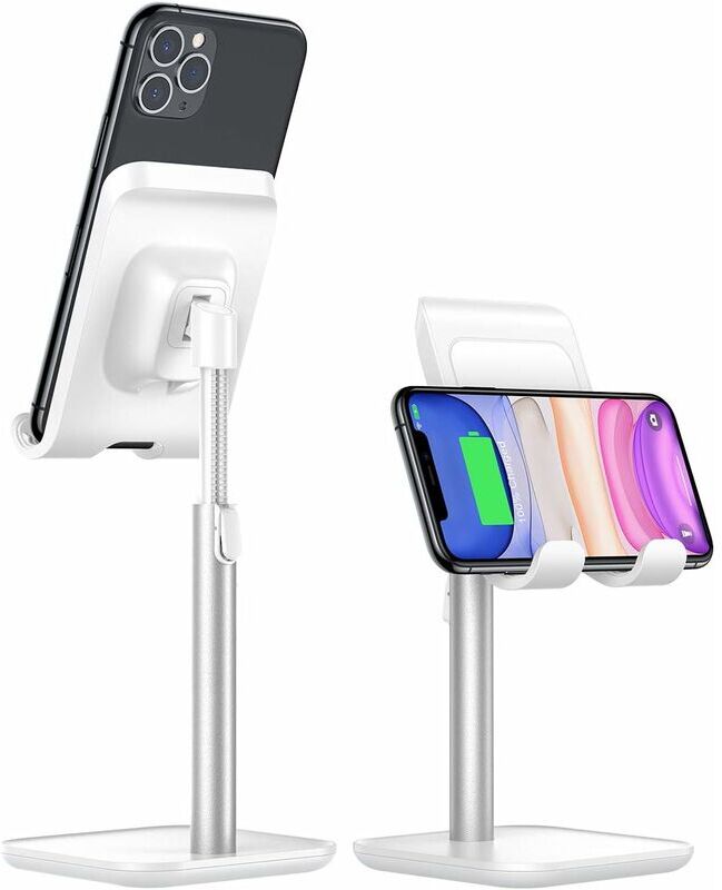 LANGRAY Phone [Angle&Height Adjustable] Cell Phone Wireless Charging Stand, 10/7.5W for iPhone 11/Pro/Max/X/XR/XS Max, Galaxy Samsung S10/S9/S8 White