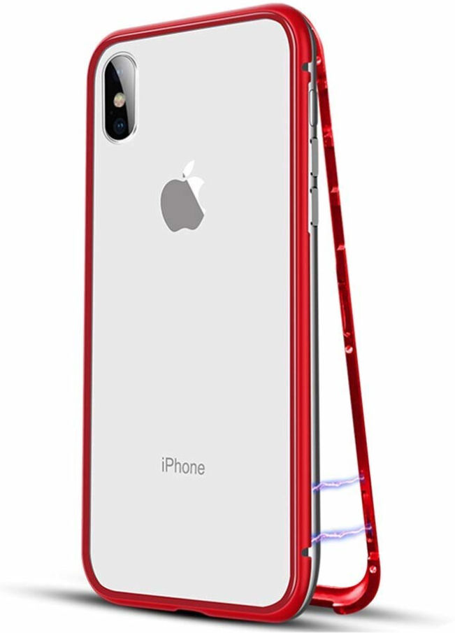 Unbranded (Apple iPhone 6, Red) Magnetic Adsorption Case Metal Tempered Glass Back Magnet