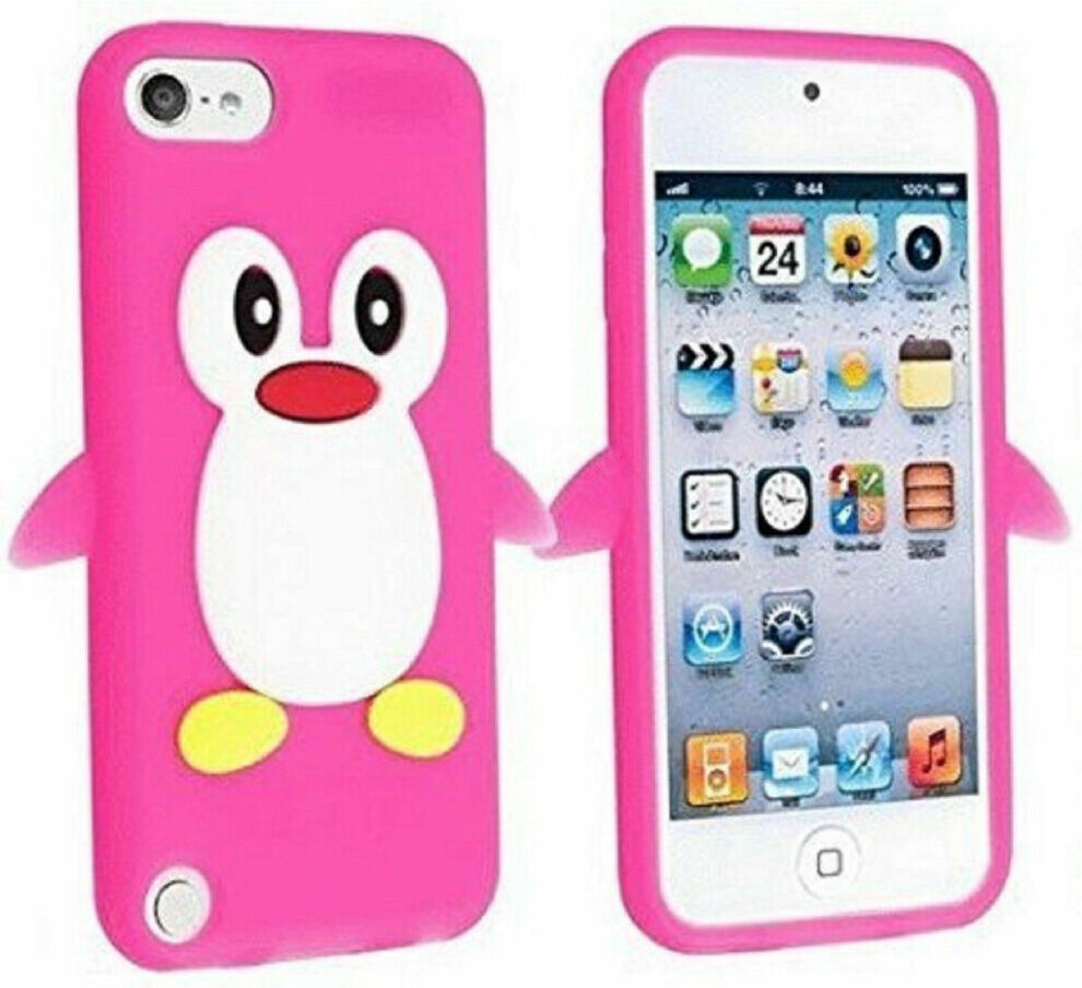 (Pink) Ameego 3D Penguin Silicone Gel Case Cover For iPod Touch 5th Generation