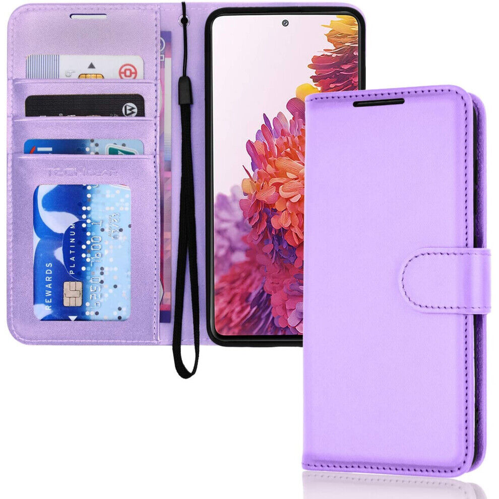 TECHGEAR Galaxy S20 FE Leather Wallet Case, Flip Protective Case Cover with Wall