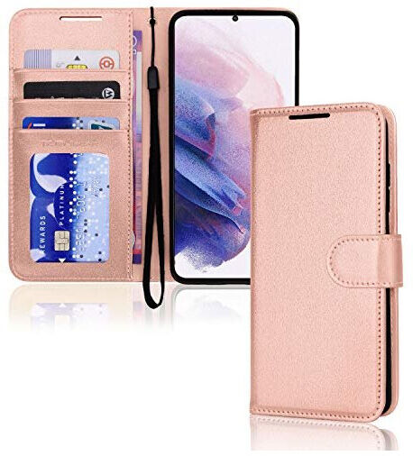 Techgear (Rose Gold) Samsung Galaxy S21 Plus Leather Wallet Case, Flip Protective Cover w