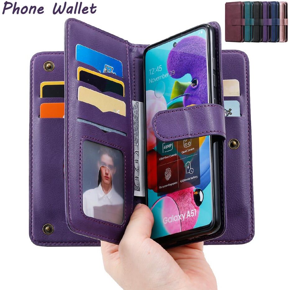 U Mobile Phone Case For Samsung Galaxy S20 FE Wallet Case Multi-Functional PU Leather Purse Flip Phone Case For Galaxy A01 A11 A21 A31 A51 A71 A91 M11 S10 Plus