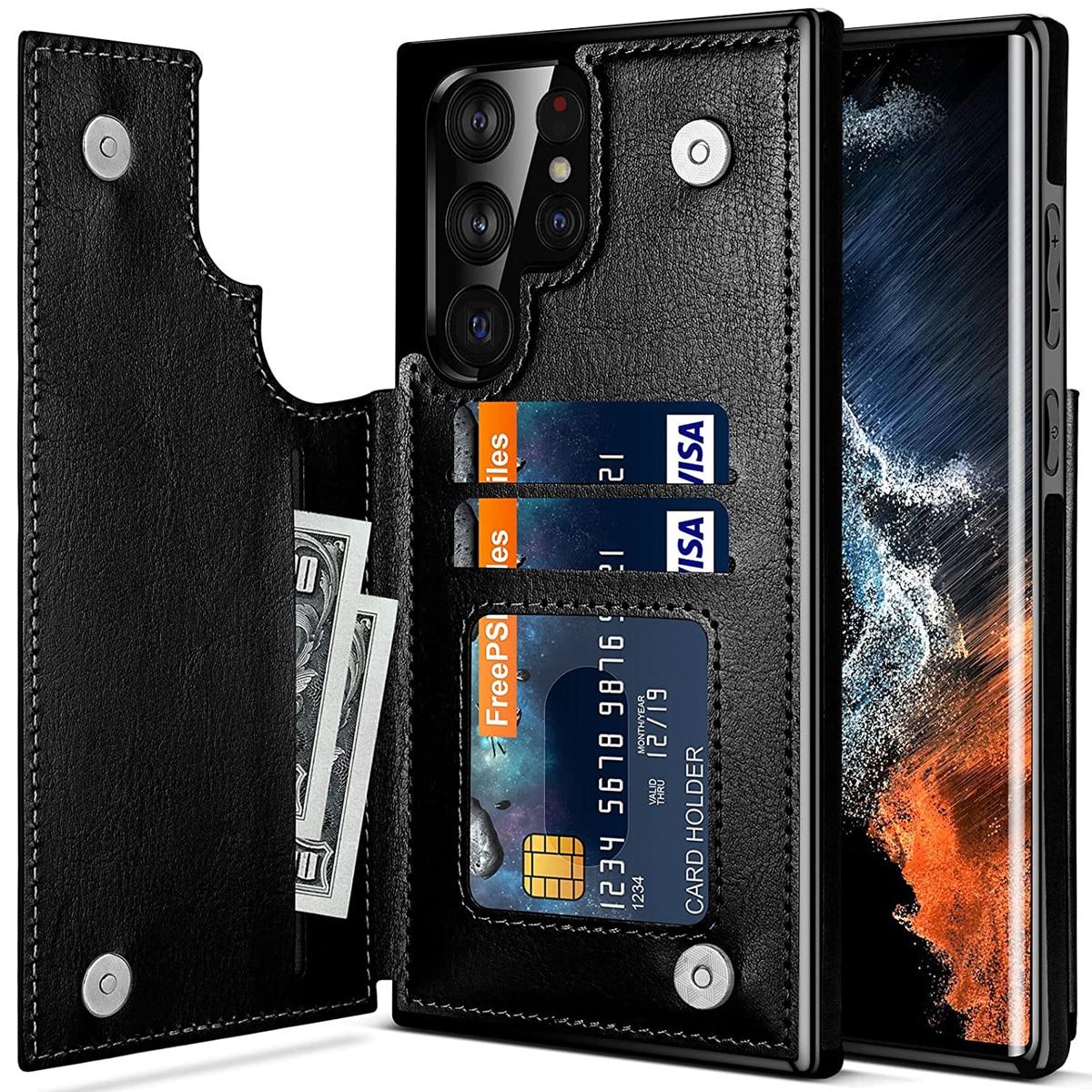 fashion Digital Accessories For Samsung Galaxy S22 S21 S23 Ultra S20 FE S10 S9 S8 plus A12 A22 A32 A52 A51 A71 A20E A30 A50 A70 Wallet Case Slot Holder PU Leather Magnetic Case