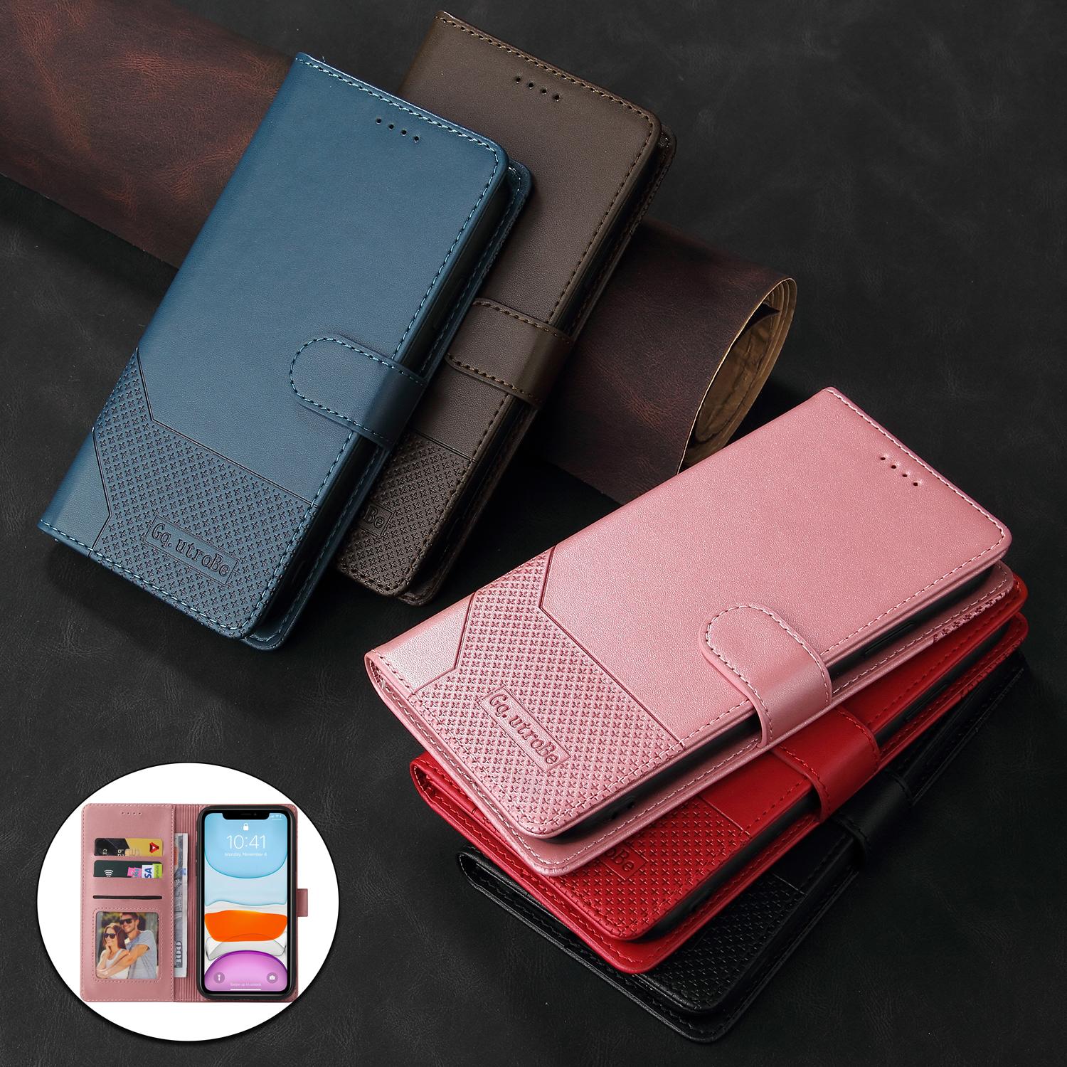 U Mobile Phone Case Leather Folio Flip Cover Credit Card Holder Soft TPU Shell Protective Book Folding Case For Samsung Galaxy S8 S9 S10 S20 A10 A20 A40 A50 A70 A51 A71