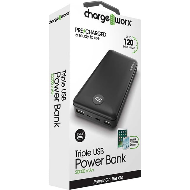 Photos - Other goods for tourism ChargeWorx Power Bank, 20000mAh, Black, CHA-CX6832BK 