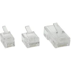 InLine 73016 10er Pack Modularstecker, 6P6C RJ12 zum Crimpen auf Flachkabel