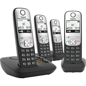 GIGASET COMMUNICATIONS GIGASET A690AQSW - DECT Telefon, 4 Mobilteile, Anrufbeantworter, schwarz