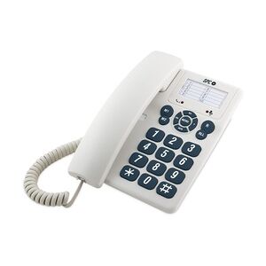 SPC Original - Festnetztelefon für den Tisch oder die Wand, große Tasten, 3 Direktspeicher, extra laute Klingeltonlautstärke - Weiß.