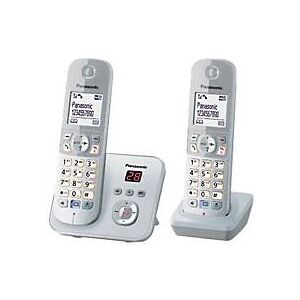 Panasonic KX-TG6822 - Schnurlostelefon - Anrufbeantworter mit Rufnummernanzeige - DECT - Pearly Silver + zusätzliches Handset