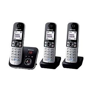 Panasonic KX-TG6823 - Schnurlostelefon - Anrufbeantworter mit Rufnummernanzeige - DECT - Schwarz + 2 zusätzliche Handsets