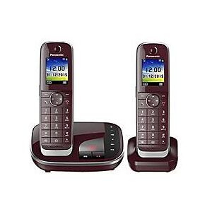 Panasonic KX-TGJ322GR - Schnurlostelefon - Anrufbeantworter mit Rufnummernanzeige - DECTGAP - dreiweg Anruffunktion - Weinrot + zusätzliches Handset