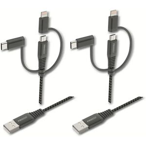 PROUSER USB-Kabel-Set 3-in-1, 2er-Set, 50 cm / 100 cm