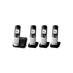 Panasonic KX-TG6824 - trådløs telefon - telefonsvarer med nummervisning - DECT - sort + 3 ekstra håndsæt