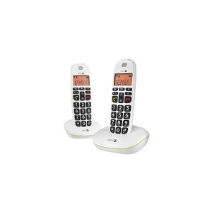 DORO PhoneEasy 100W Duo - Trådløs telefon med opkalds-ID - DECT\GAP - hvid + ekstra telefonrør