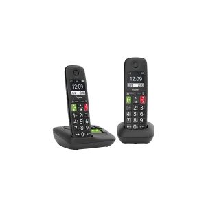 Gigaset Communications Gigaset E290A Duo - Trådløs telefon - besvarelsessystem med opkalds-ID - ECO DECT\GAP - sort + ekstra telefonrør